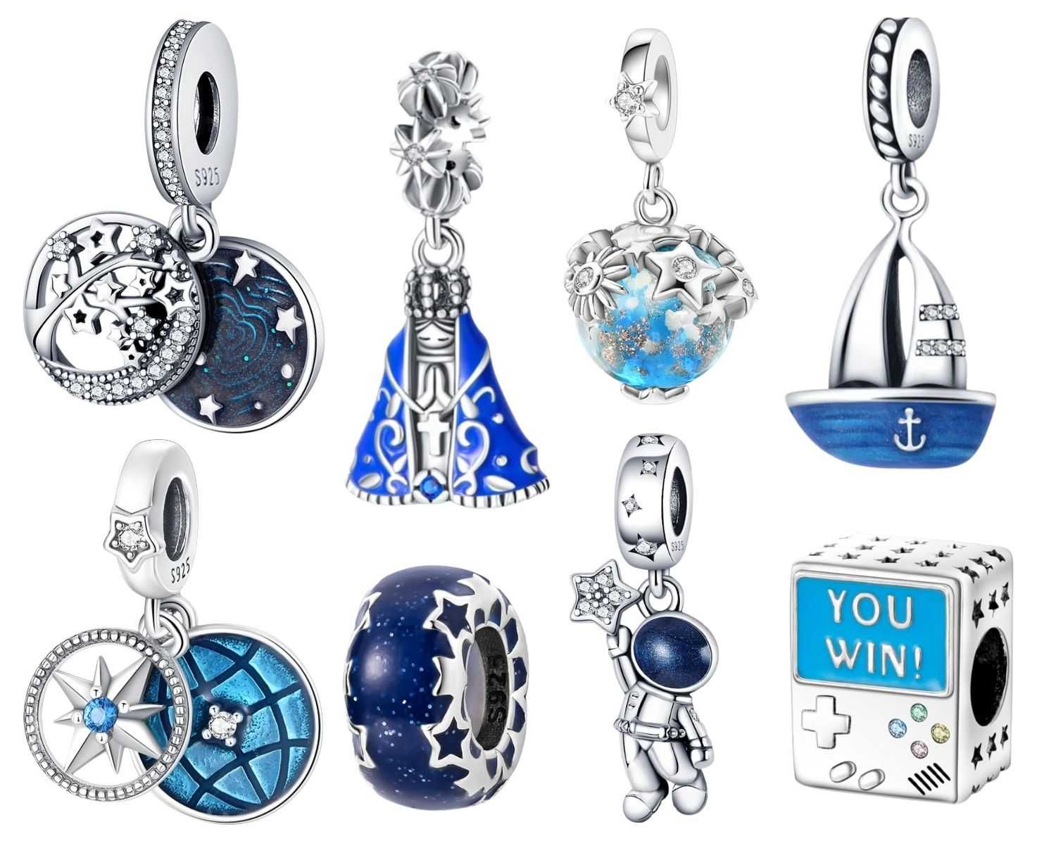 Charms Srebrne przypinki do bransoletki Pandora Srebro 925 niebieskie