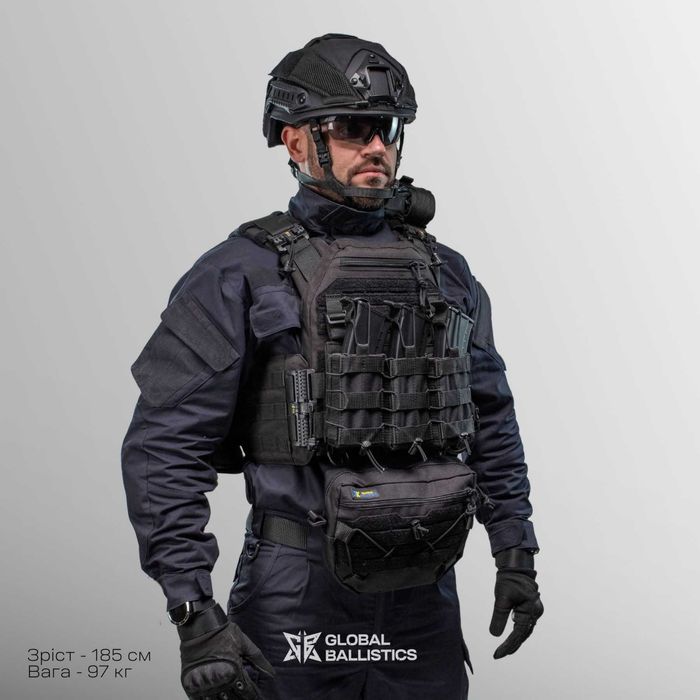 Комплект Шолом FAST Wendy + бронежилет 6 класу з підсумками Чорний