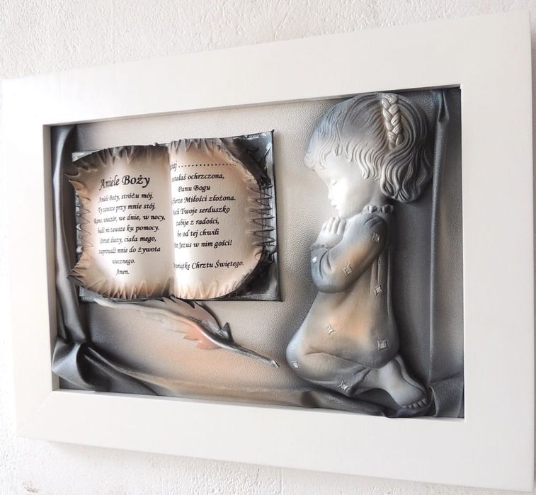 Obraz na pamiątkę dla dziewczynki, chrzest, komunia + dedykacja GRAWER