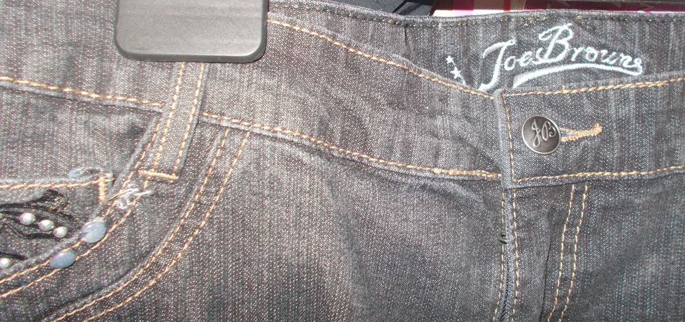 Spodnie jeansy stylowe rock black zdobione haft dżety XXL Joe Browns