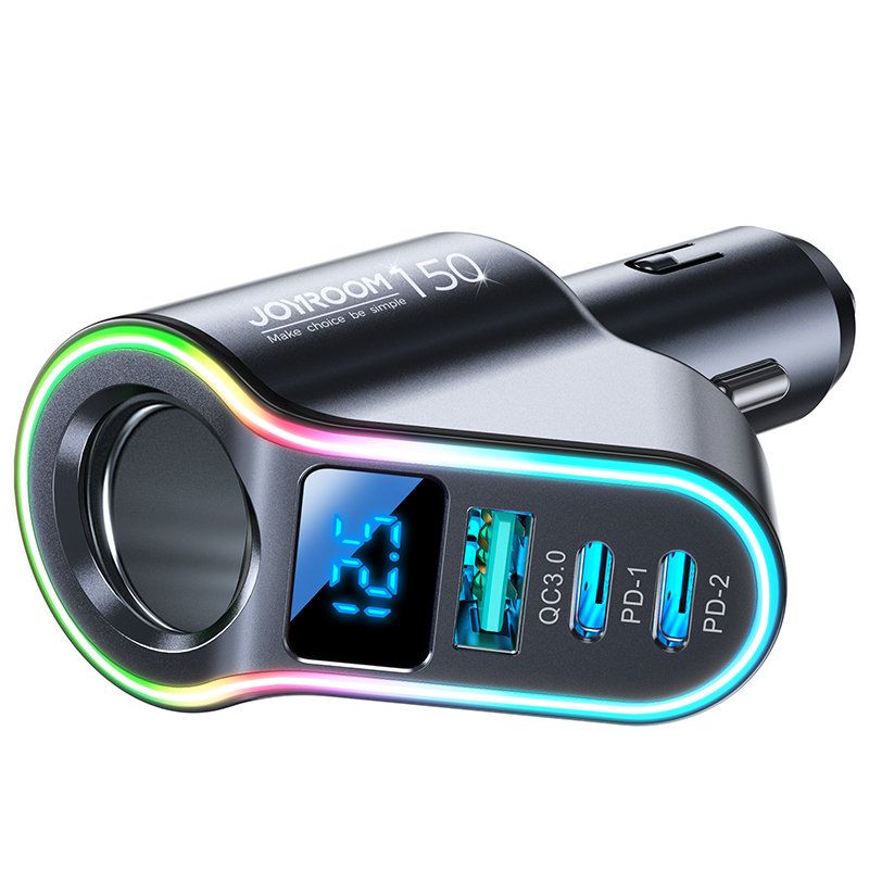 4w1 szybka ładowarka samochodowa usb-a 2x usb-c pd 150w czarna