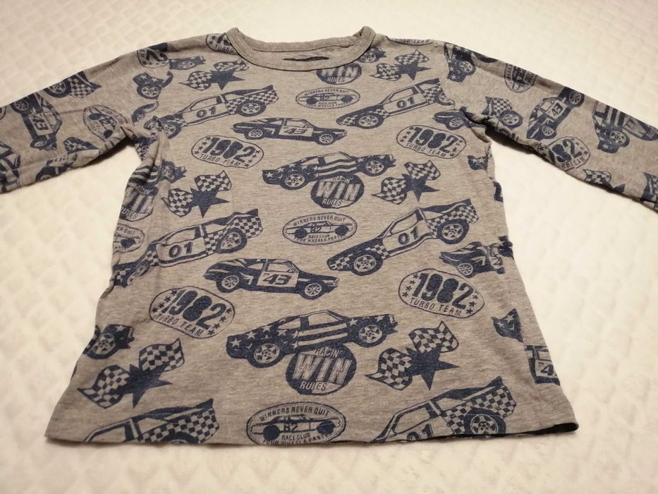 Koszulka chłopięca, długi rękaw, Next, 116, flagi, wyścigówki (Odzież)