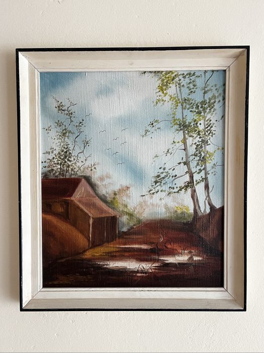 Obraz Olejny Pejzaż Wiejski Vintage