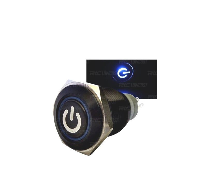 INTERRUPTOR ILUMINADO 12V PRETO LUZ AZUL