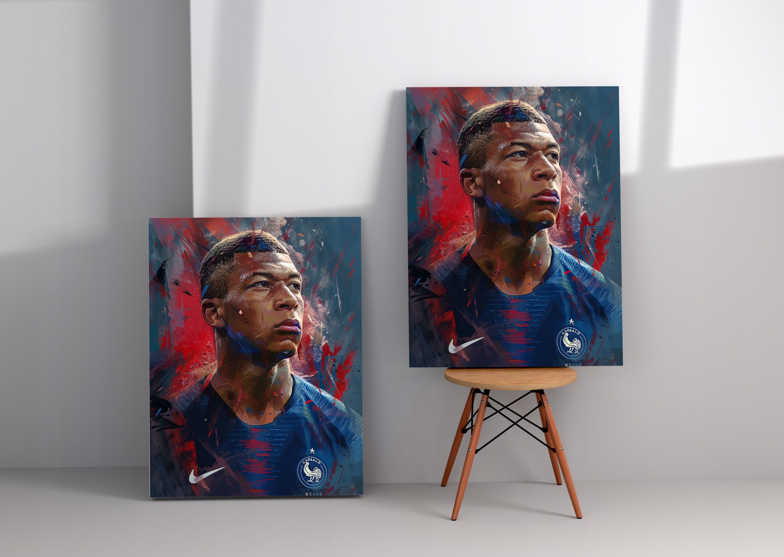 Portret Kylian Mbappé na płótnie 90x120 cm – idealny do wnętrz