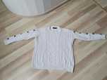 Sweter damski we wzór warkoczy biały gruby splot 38/M M&S ciepły