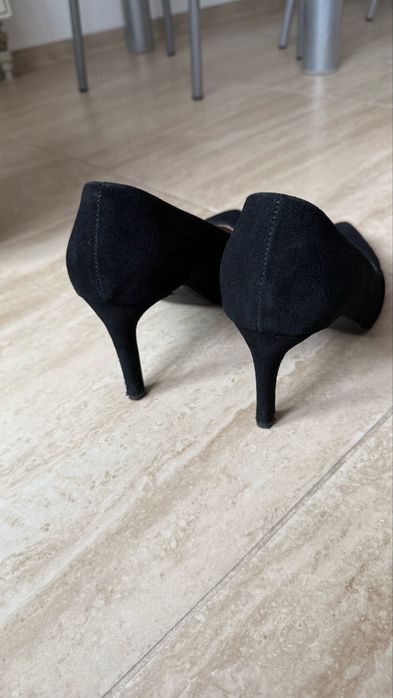 жіночі замшеві чорні туфлі лодочки човники 41 26.5 см