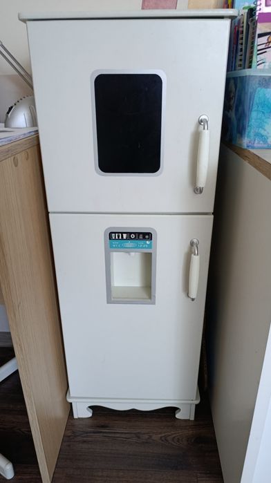 Lodówka drewniana dziecięca biała do zabawy