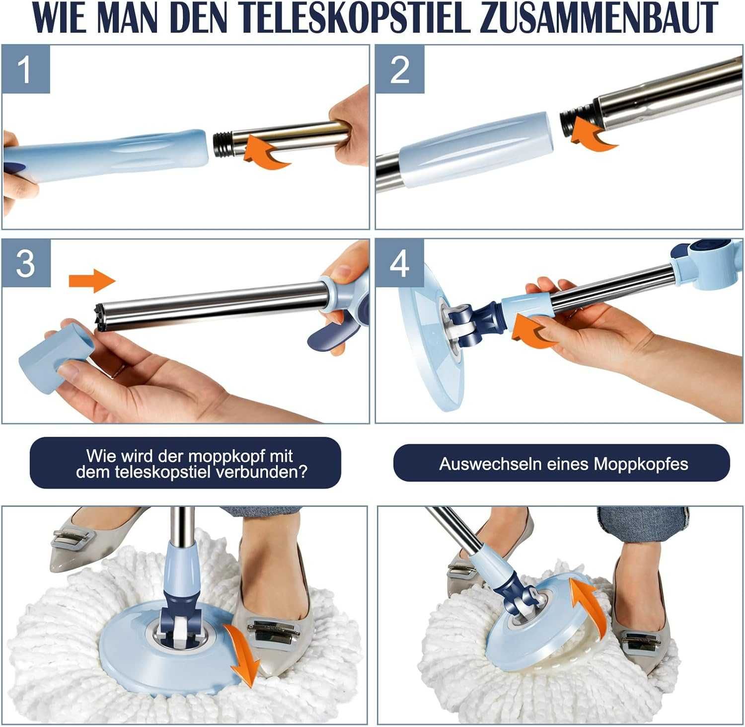 Nowy zestaw mopów / mop / wiadro / szczotka / 6L/ 145cm !9232-A!