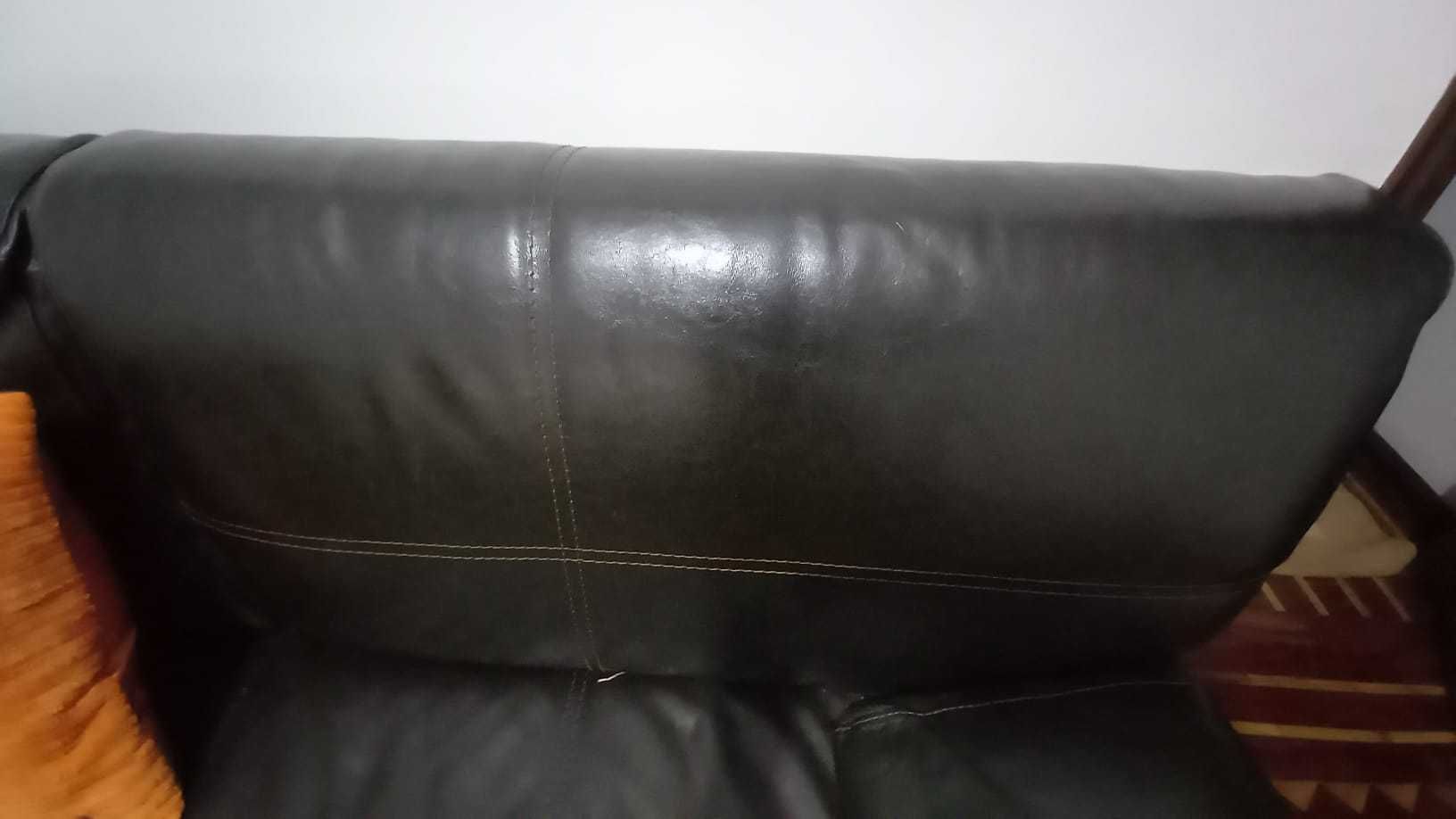 Sofa pele artificial comprido