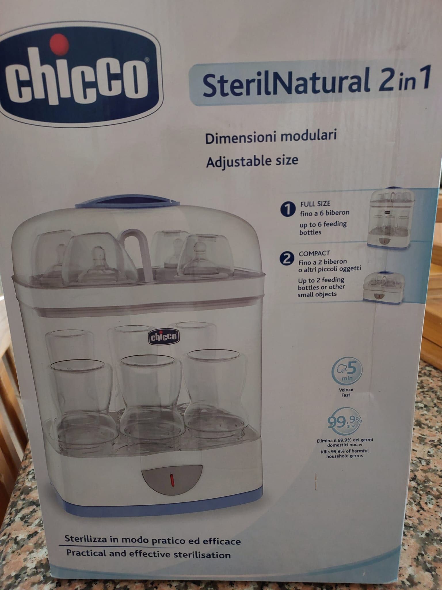 Esterilizador Elétrico Chicco SterilNatural 2 em 1 - Excelente Estado!