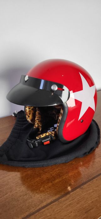 Kask motocyklowy Bandit Jet Star biała gwiazda XL