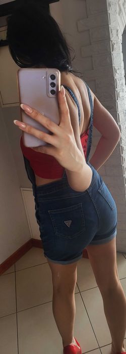 Ogrodniczki krótkie Guess z metką xs s 158 164 jeans logo