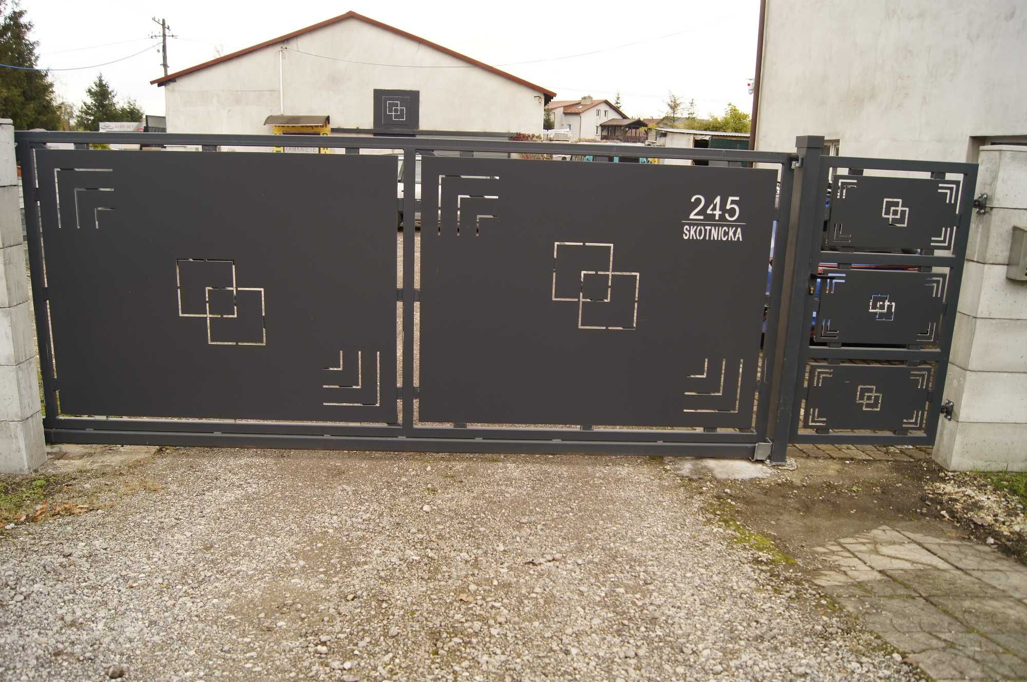 Brama przesuwna, dwuskrzydłowa,furtka, panel, ocynk,aluminium
