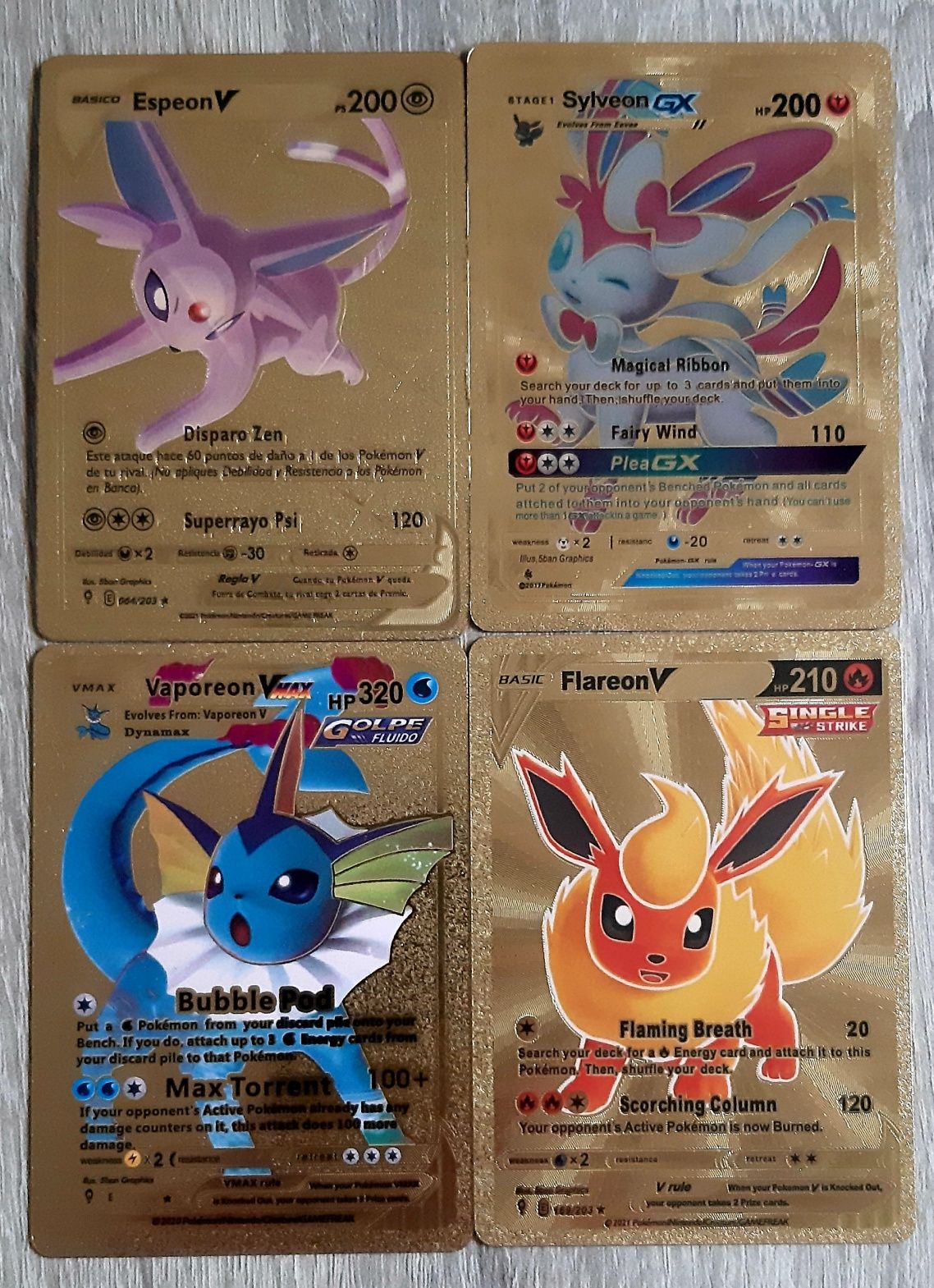 Cartas de Pokemon Gold Evee and Evolutions