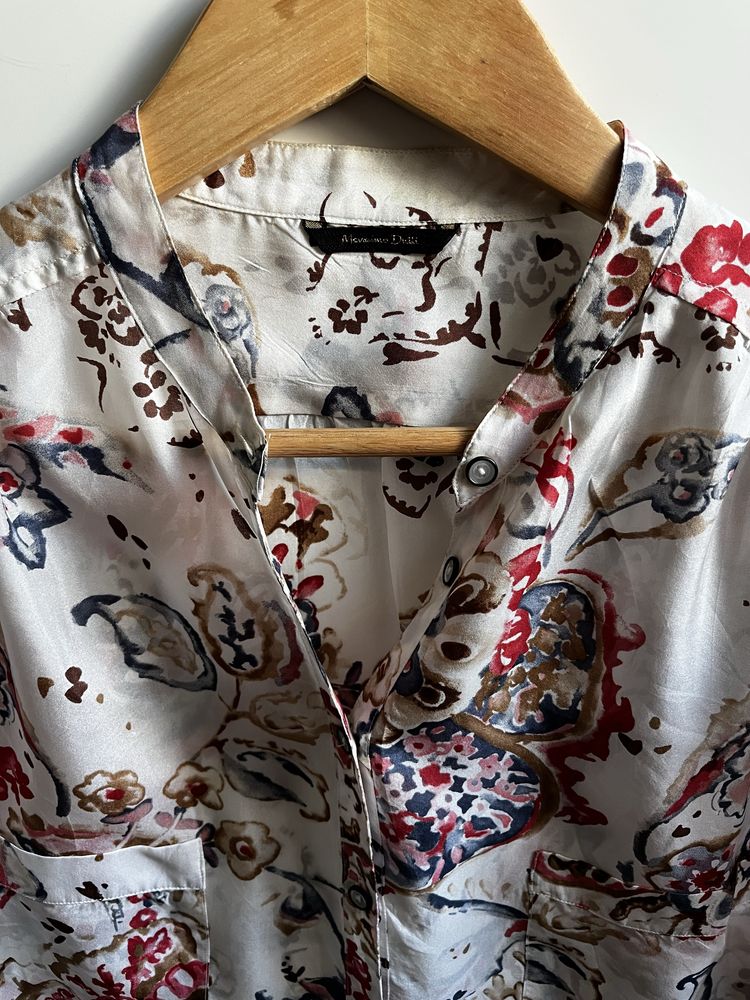 100% jedwab jedwabna koszula bluzka Massimo Dutti S/M w kwiaty boho