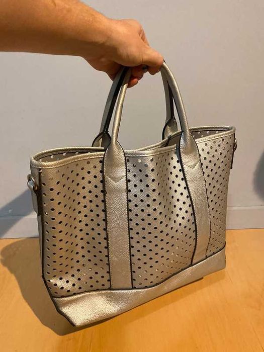 mala, bolsa prateada
