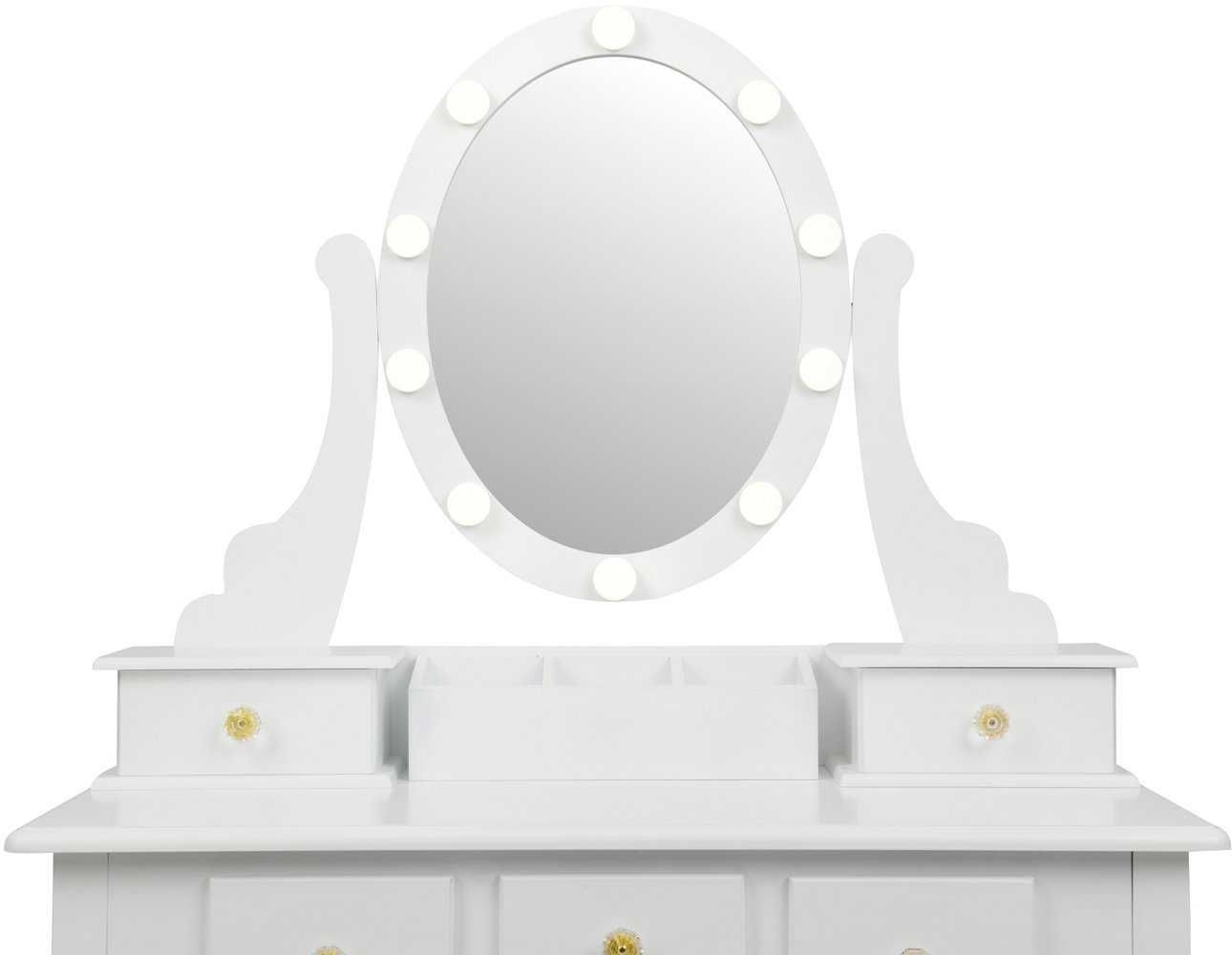Toaletka kosmetyczna z potrójnym lustrem LED i taboretem-TYLKO WYSYŁKA