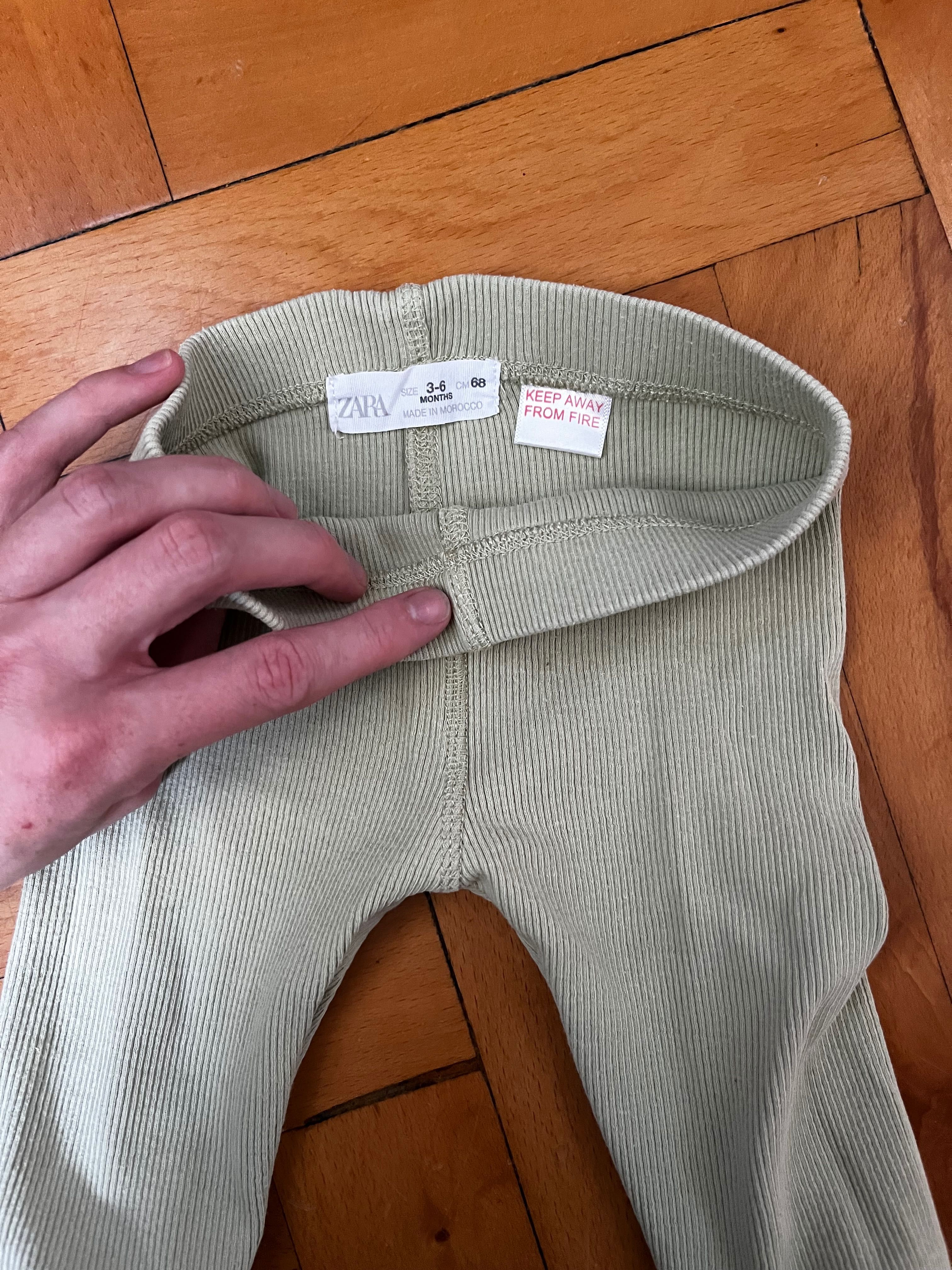 Legginsy prążkowane niemowlece Zara jasnozielone 68