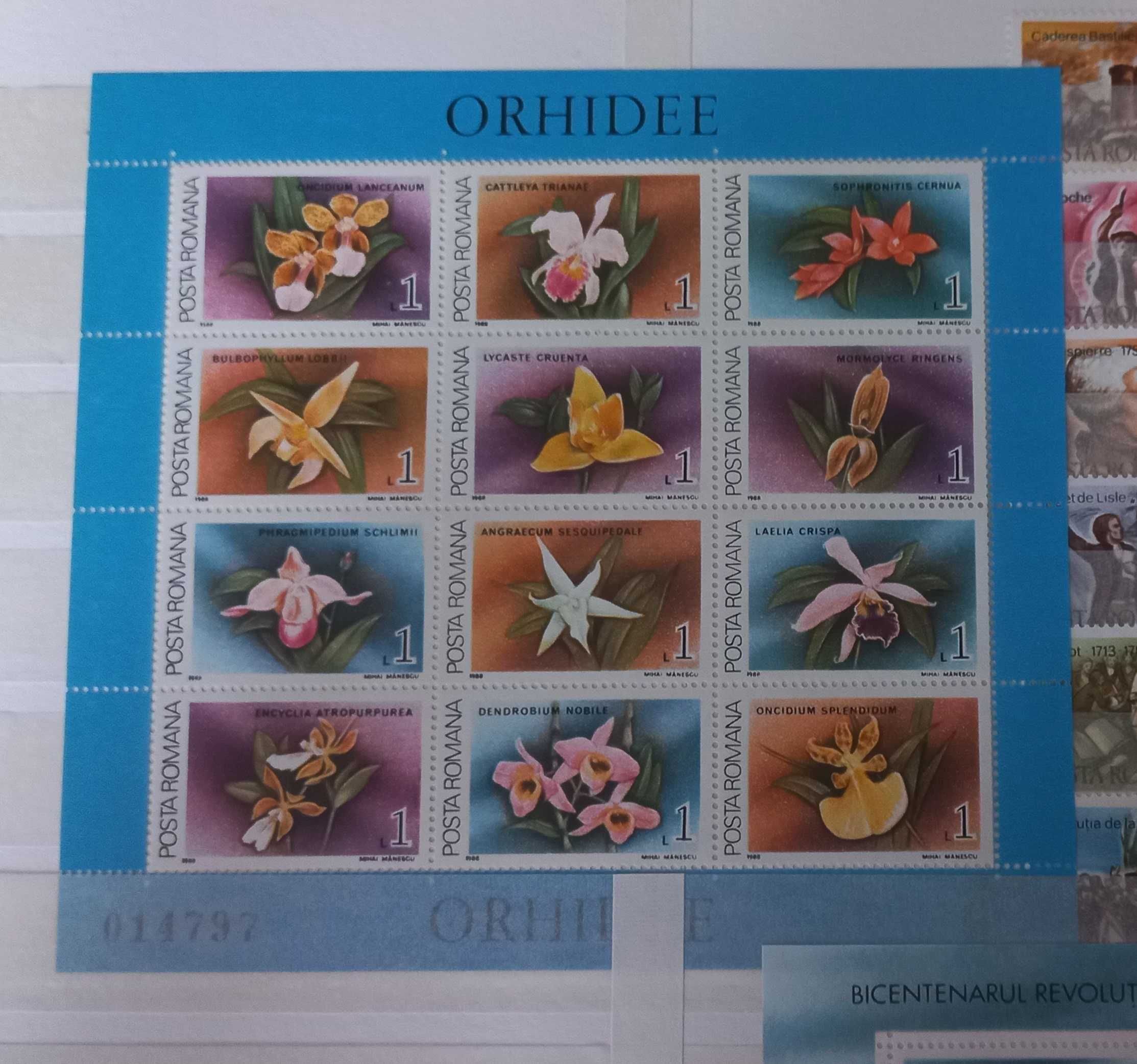 Znaczki pocztowe - kwiaty - czyste - arkusik - Rumunia - Orchidea