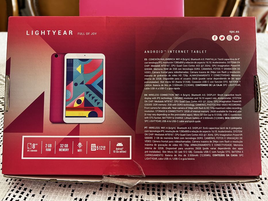 Tablet SPC Lightyear (8'' - 32 GB - RAM: 2GB - Rosa)