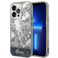 Etui Guess do iPhone 14 Pro z kolekcji Porcelain - Szary