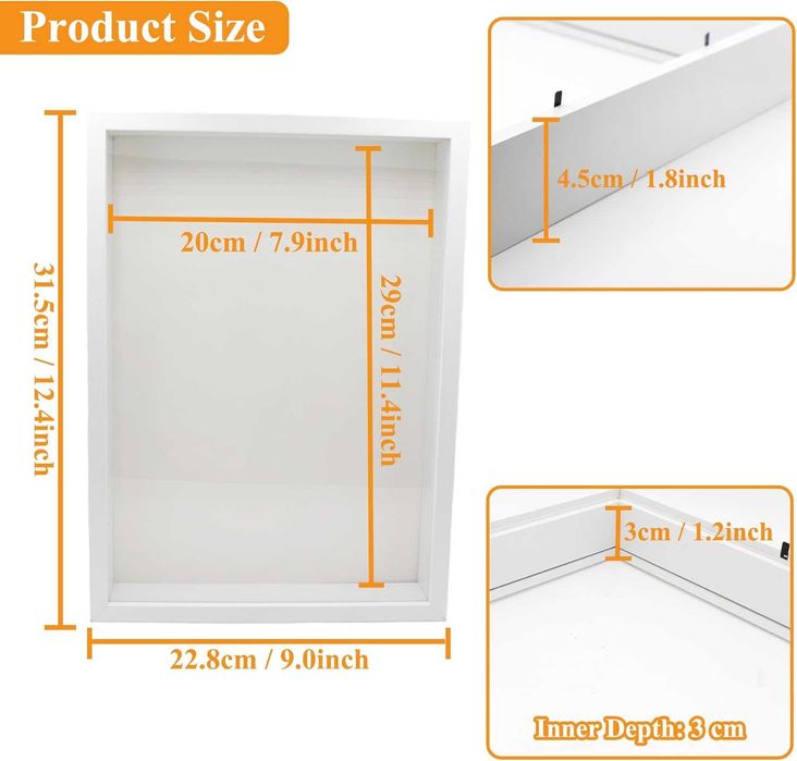 CiciIng Drewniana Akrylowa ramka 3D do zdjęć kwiatów 20x29cm Biała DIY