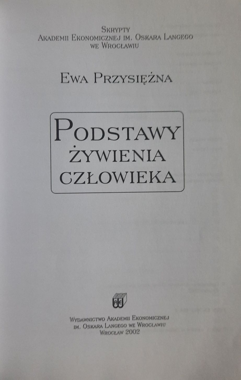 Podstawy żywienia człowieka Przysiężna