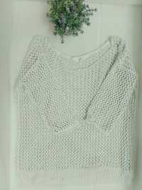 Sweter Esprit biały pleciony