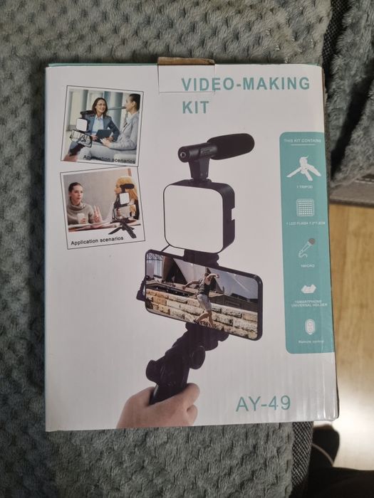 Zestaw do wideo na statywie + led + mikrofon