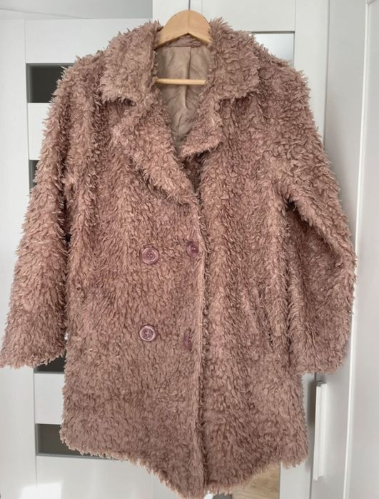 Płaszcz kurtka futerko baranek pudrowy róż M/L Dolly Glam Shop