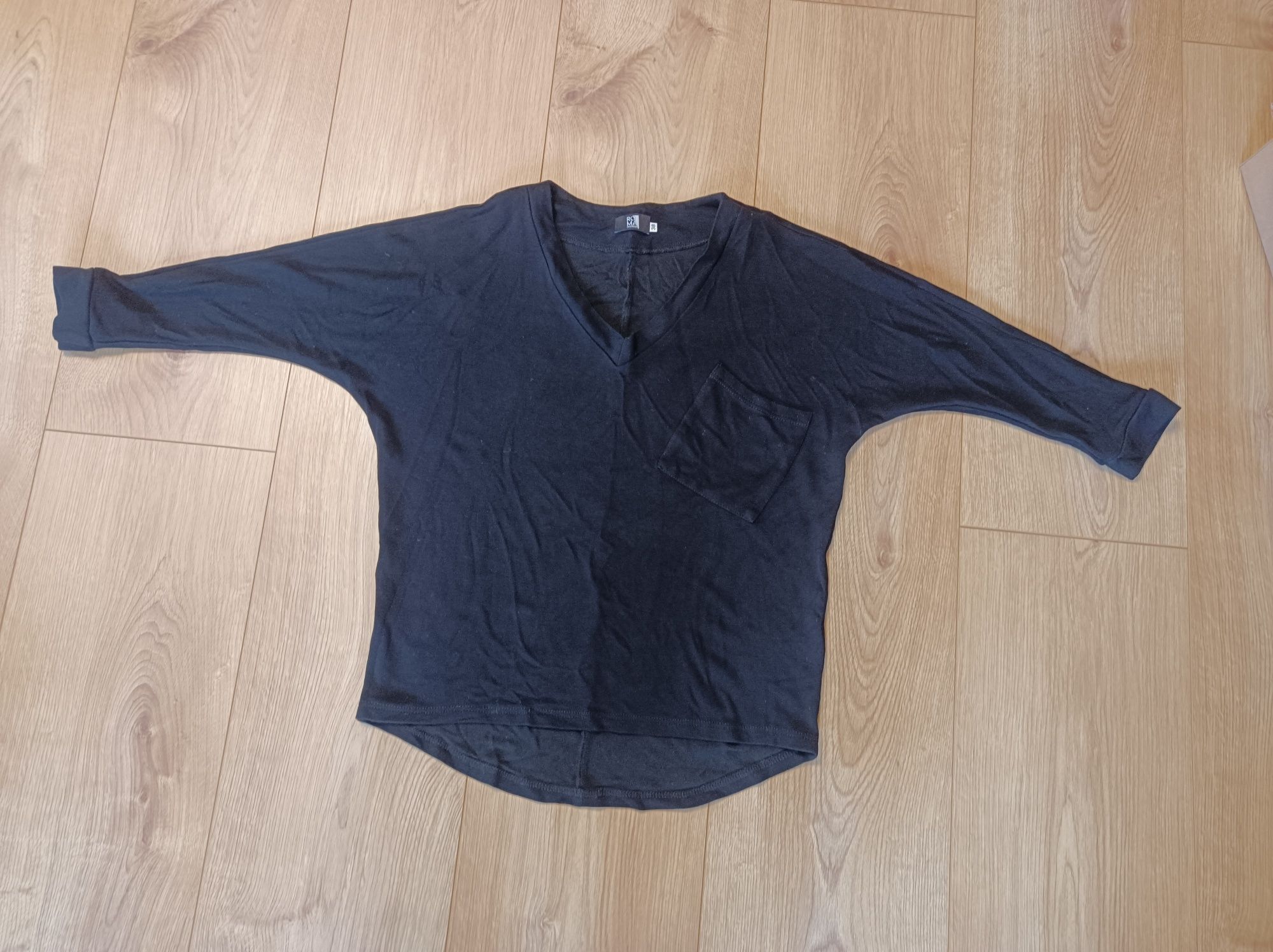 Bluza bluzka damska czarna oversize sportowa kieszeń rozmiar 38-40 M-L