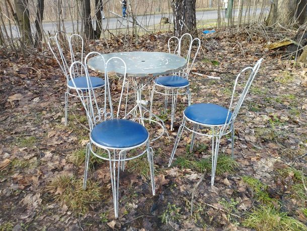 Stół krzesła Komplet kawiarniany lata 70