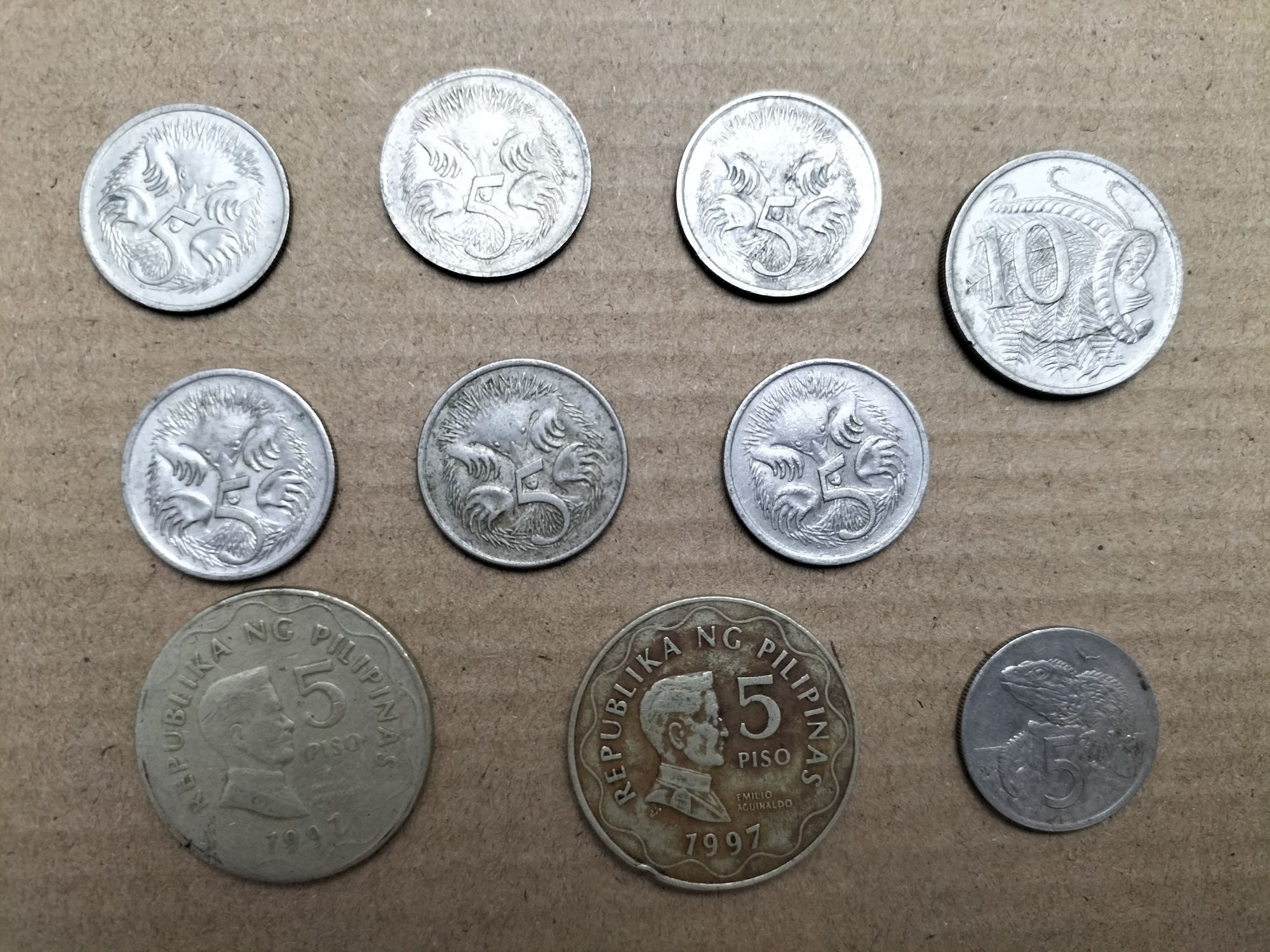 Lote de moedas Austrália, Filipinas, Nova Zelândia
