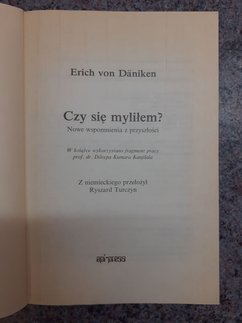 Erich vin Däniken - Czy się myliłem? BDB STAN/spis treści