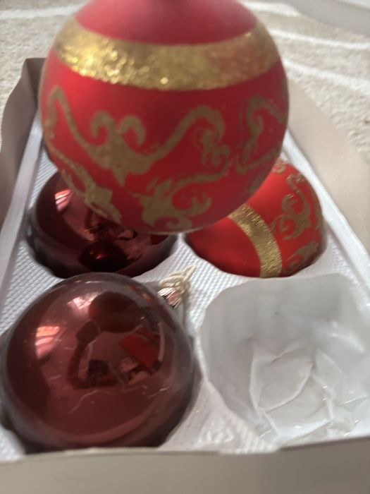 Bombki szklane czerwone/bordo srednica 10 cm