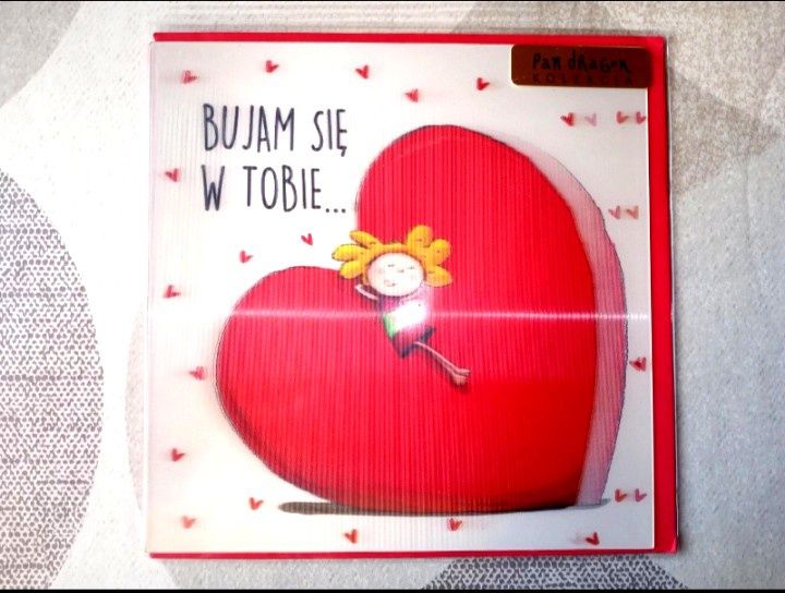 Kartka 3D na Walentynki Kukardka karnet Dzień Zakochanych czerwona kop
