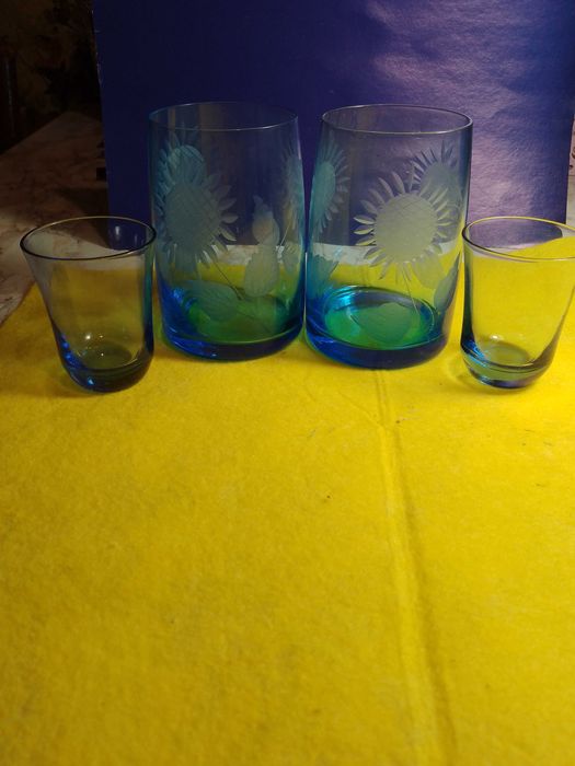 стаканы "Христос Воскрес " пионерские стаканы  купоросного стекла