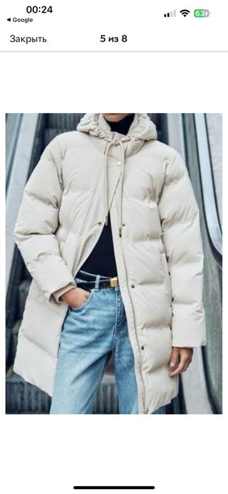 Пуховик Zara, куртка пальто Зара, р.XL.
