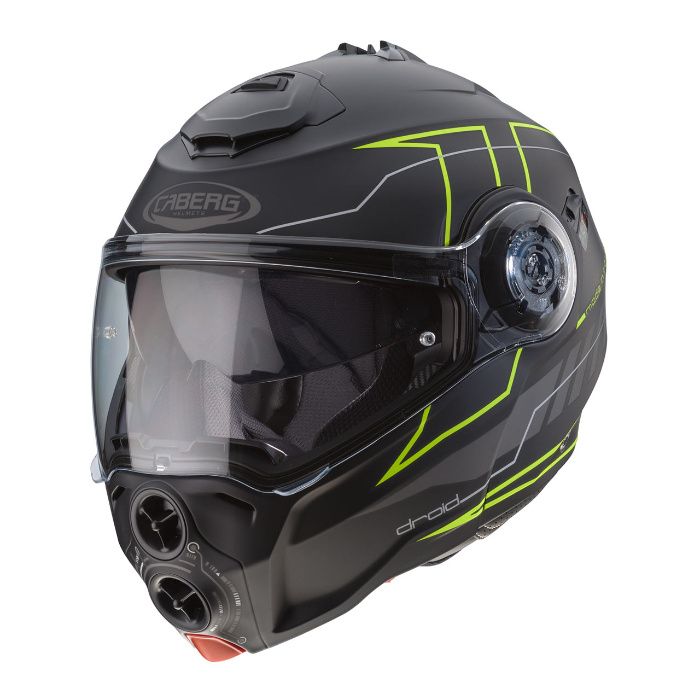 Kask szczękowy CABERG DROID BLAZE czarny mat/żółty rozm. S z Pinlock