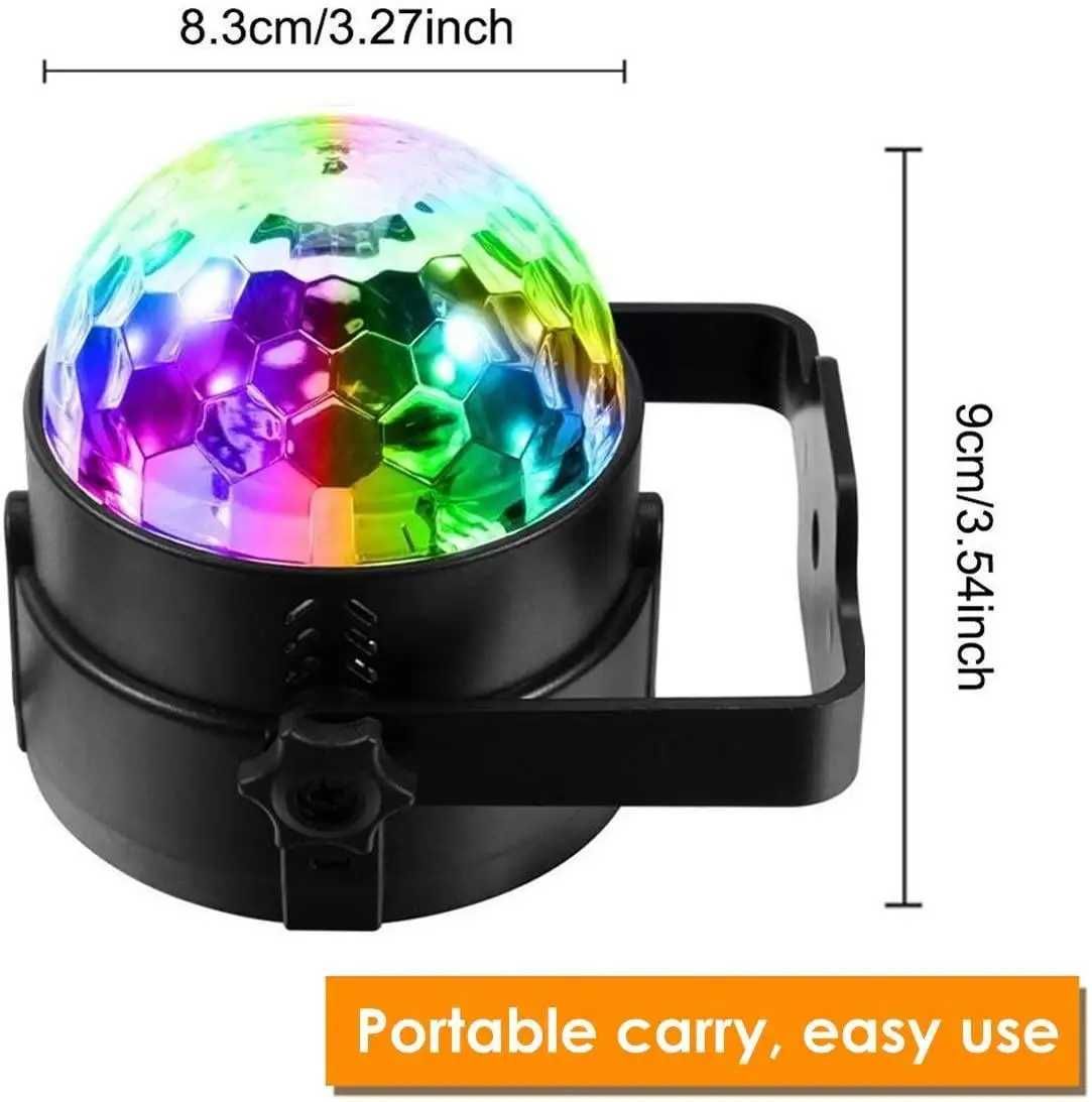 Мини цветомузыка Диско шар-проектор Led Party Light 3 цвета с пультом