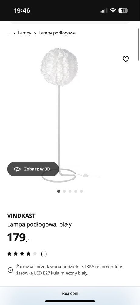 Lampa podłogowa IKEA VINDKAST