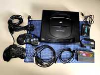 Sega Saturn + 2 pady + 3 gry + może jeszcze nawet działa!