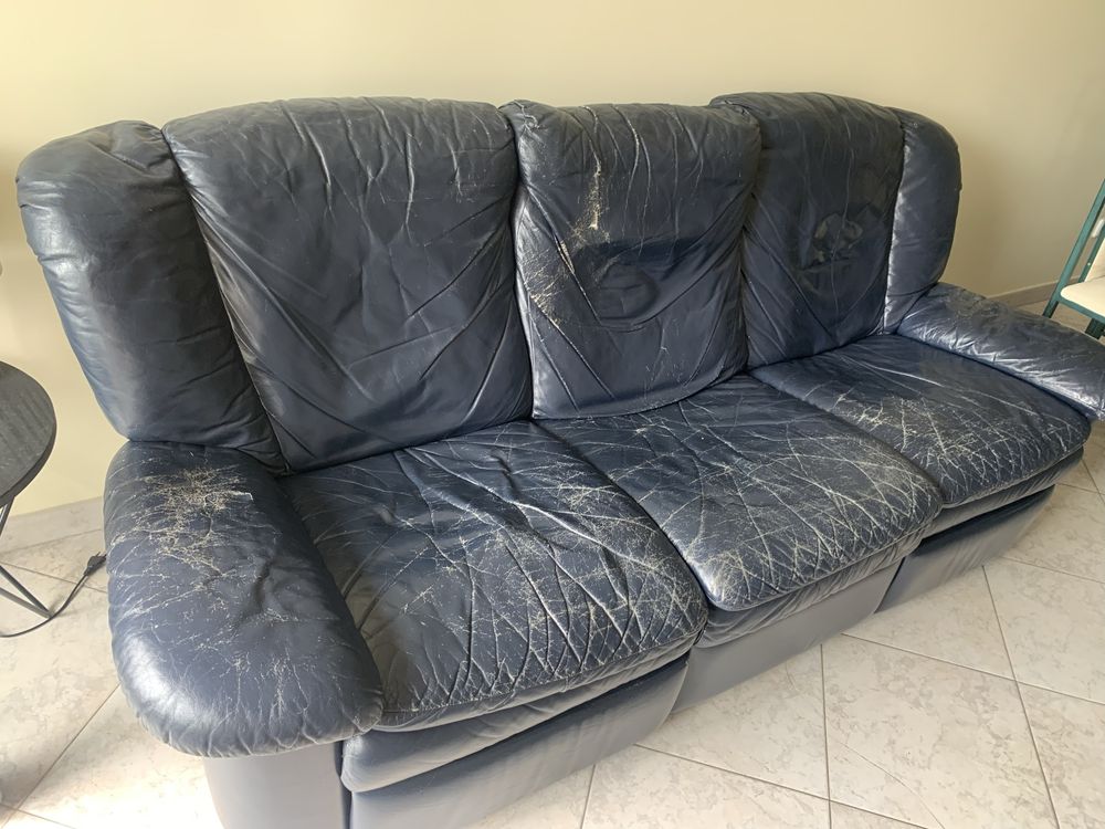 Sofá preto de pele verdadeira Divani Divani