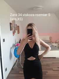 Sukienka mini czarna przekładana dekolt v wycięcie sexi Zara modna