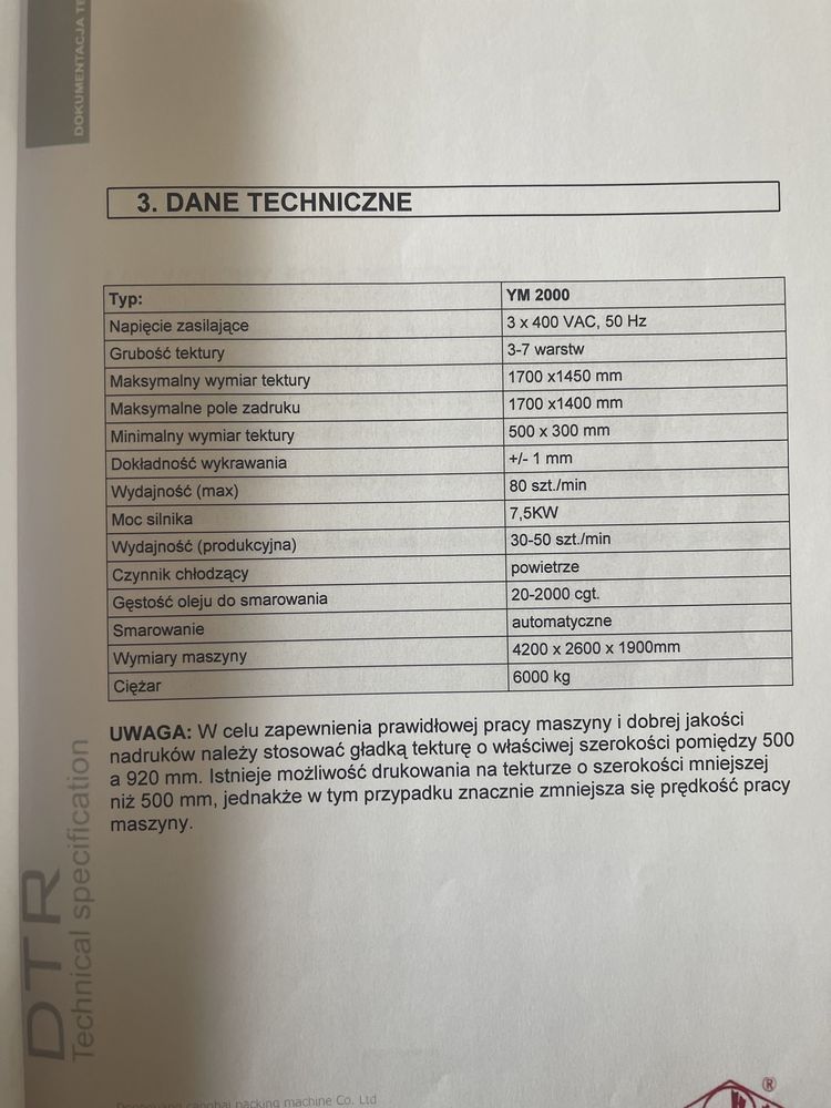 Drukarka fleksograficzna 2 kolory z wykrawarka rotacyjna