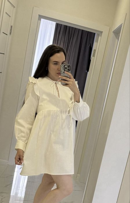 Жіноча біла сукня. Льон. С-М. НОВЕ