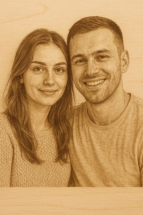 Grawerowane zdjęcie na sklejce • Personalizowany prezent • A4