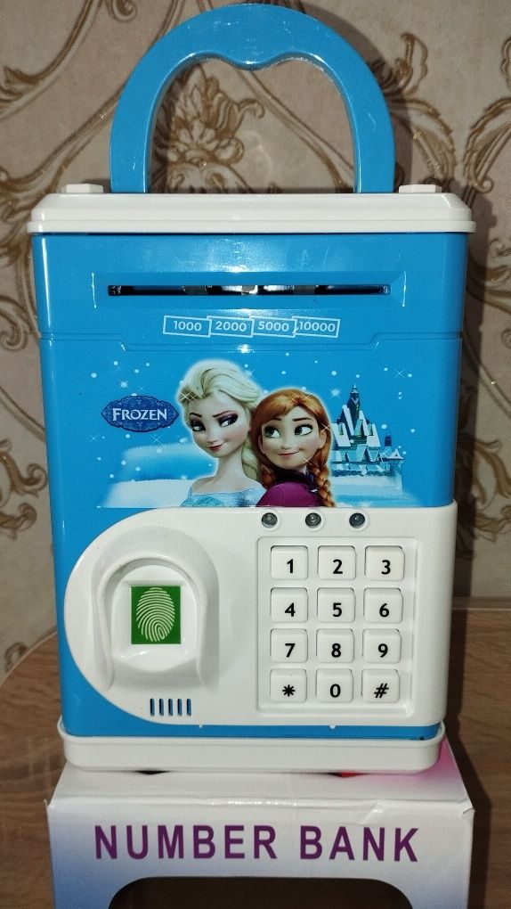 Сейф детский копилка  с  отпечатком пальца  Frozen розовый