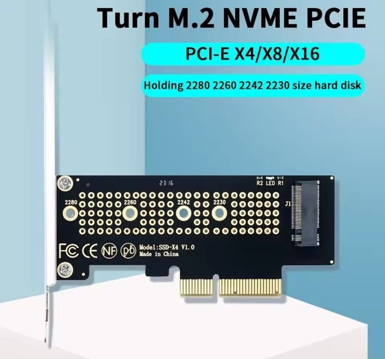 Placa PCI-E x4/x8/x16 para ligar disco SSD M2/NVMe